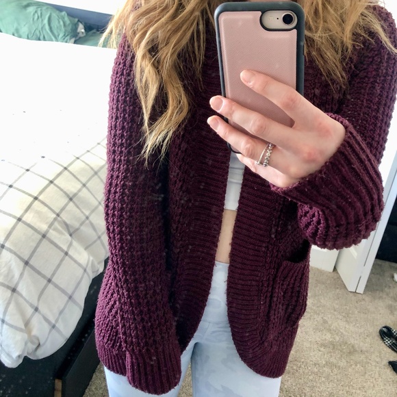 Joe Fresh Burgundy Chunky Knit Cardigan/Sweater